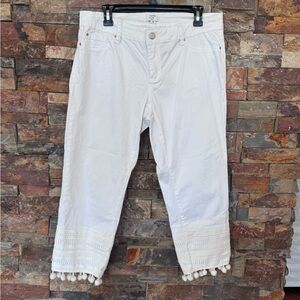 Crown & Ivy White Pants with Tassel Detail